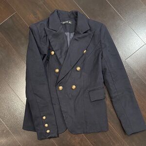 Lioness Dark Blue Pea Coat Blazer with Gold Buttons
